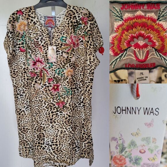 Johnny Was Dresses & Skirts - $295 JOHNNY WAS XL NEW LEOPARD EMBROIDERED MAISIE TUNIC DRESS extra large NWT